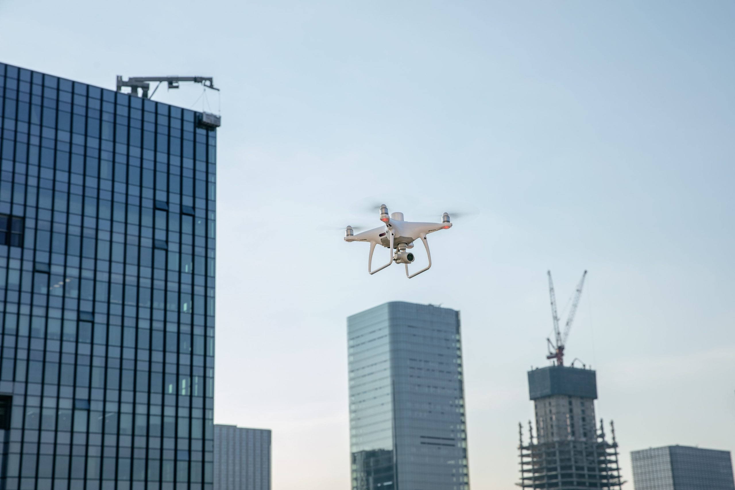 RTK drone over cityscape