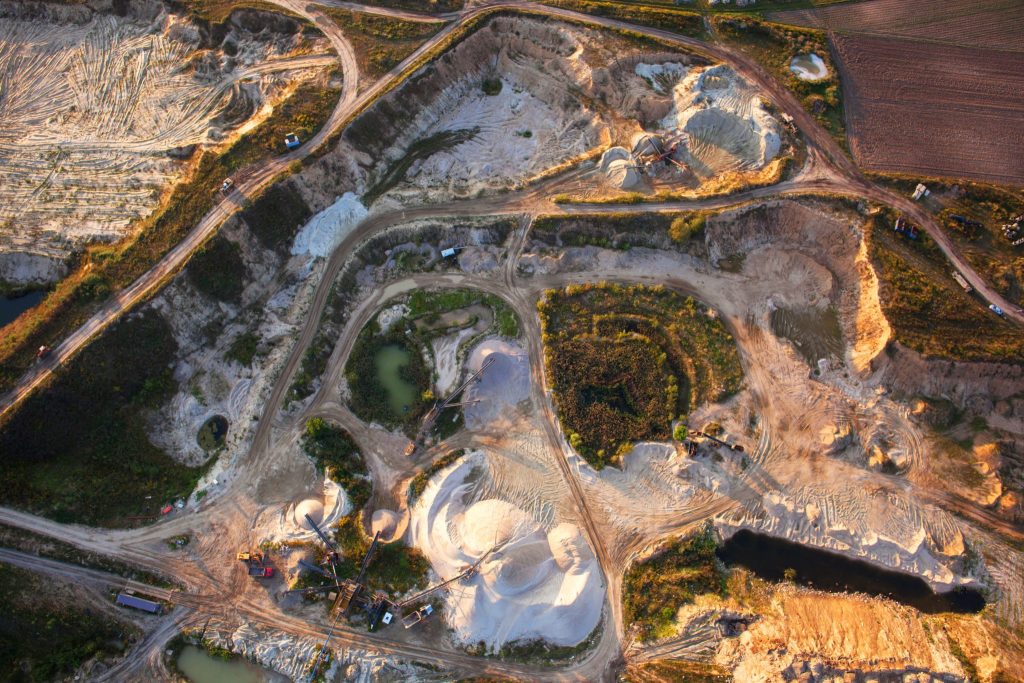 aerial shot of a mine