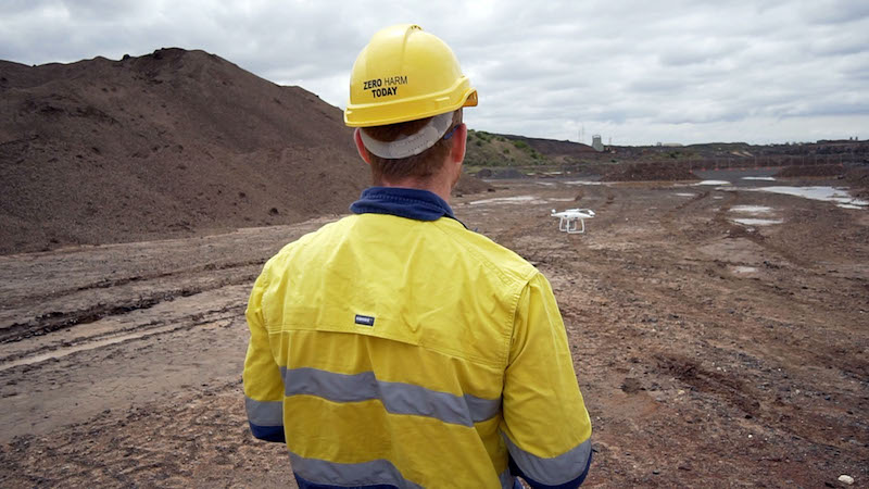 measuring stockpiles with drone surveying 