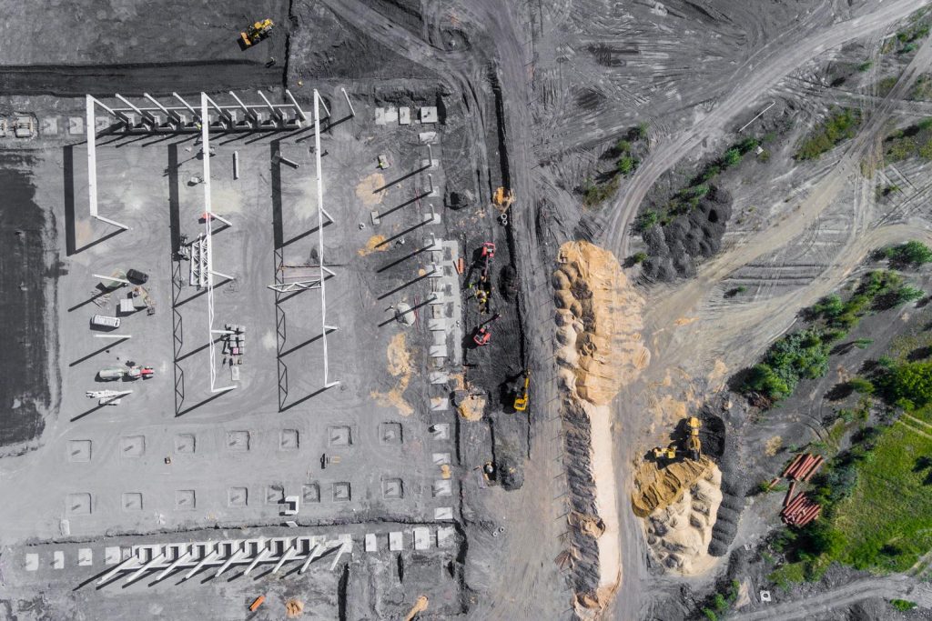 aerial drone image of construction site