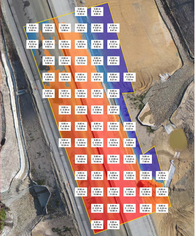 earthwork takeoff map generated from drone data