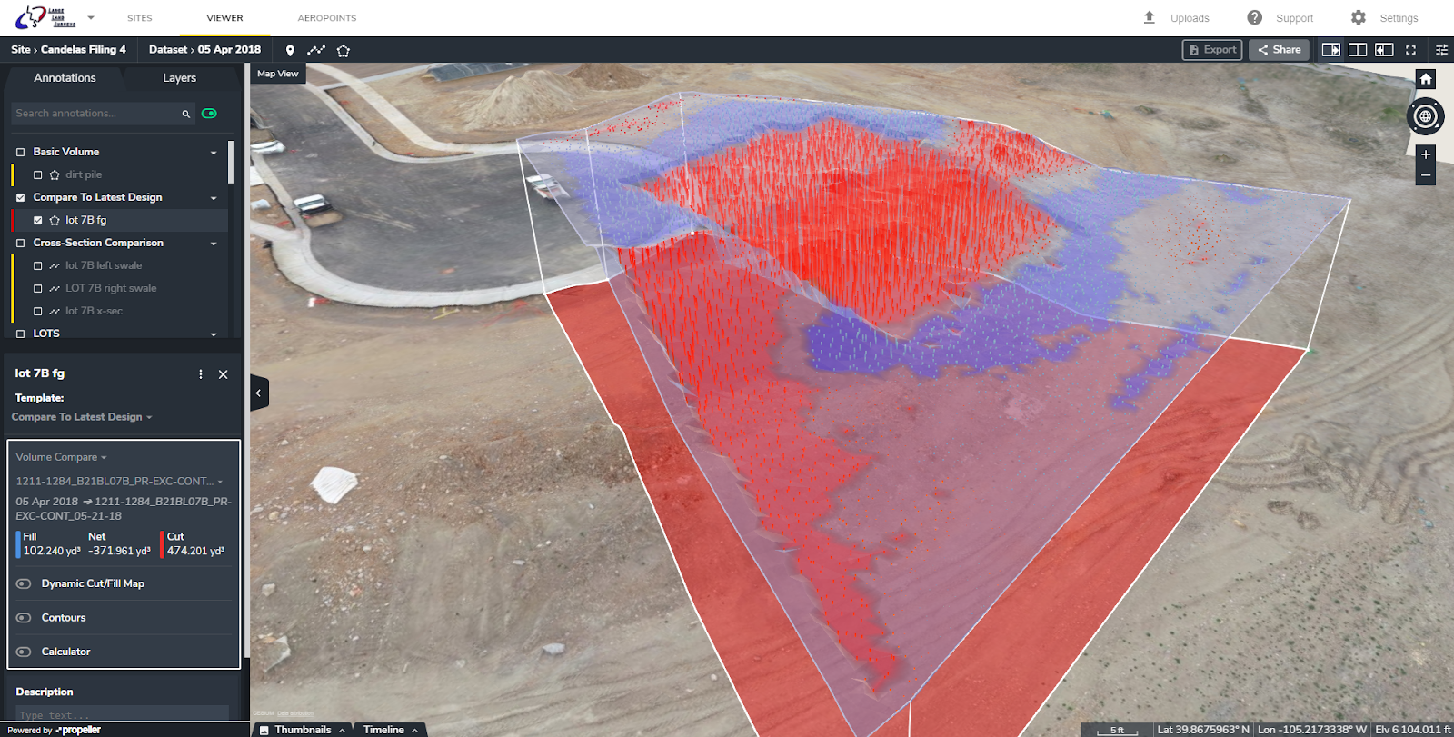 Lange Land surveys performing a comparison between drone data and the design surface