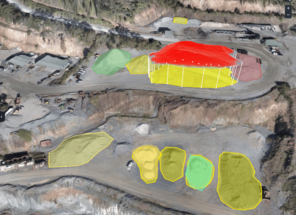 measuring stockpile yard with drone