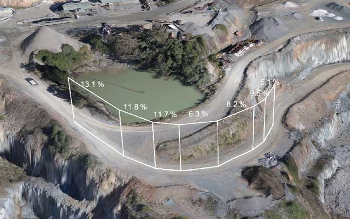 quarry haul road measured using drone data