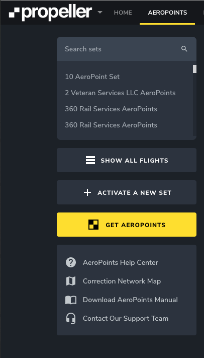 AeroPoints platform uploader screenshot