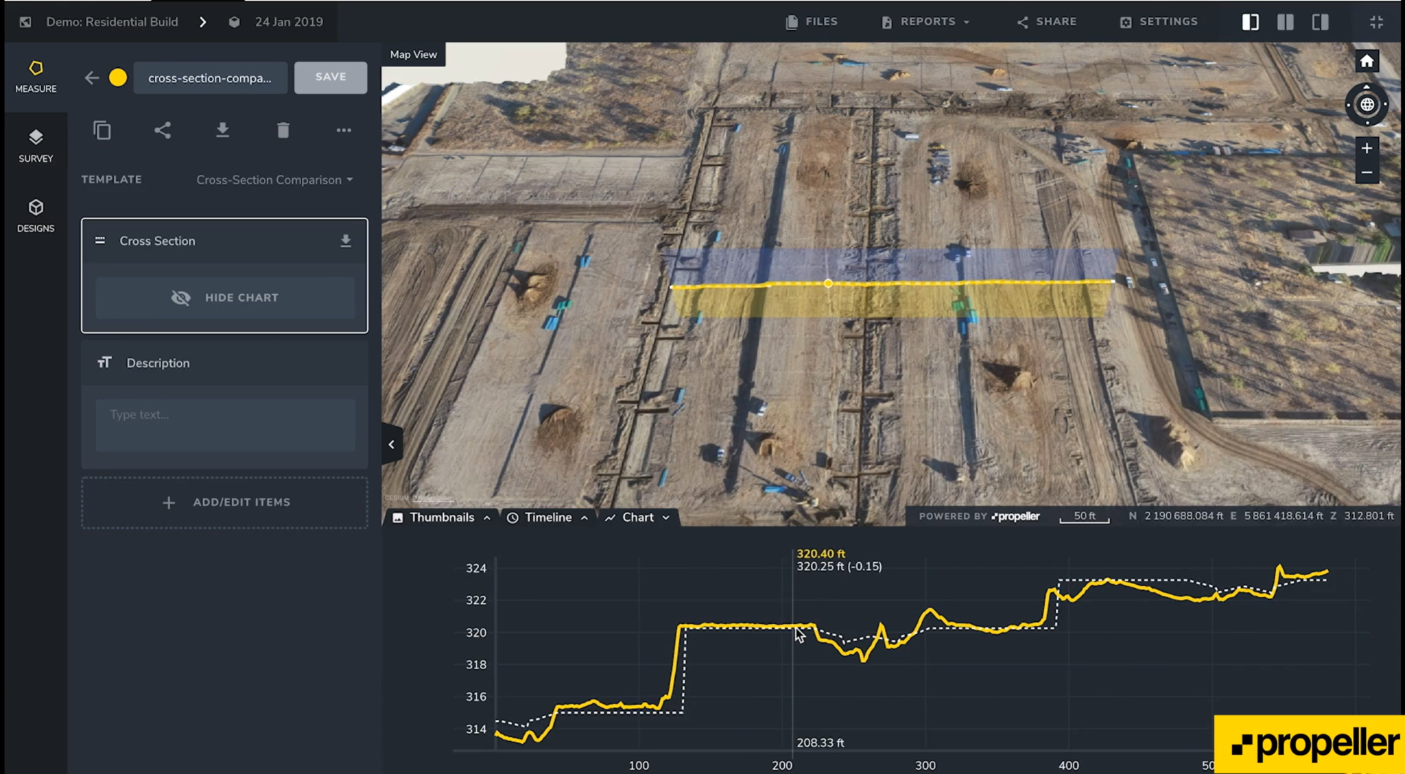 screenshot of construction progress tracking software