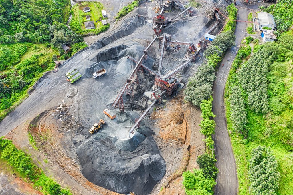 aerial shot of mining operation
