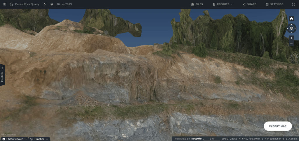 Propeller Platform quarry demo site with vertical face imagery 