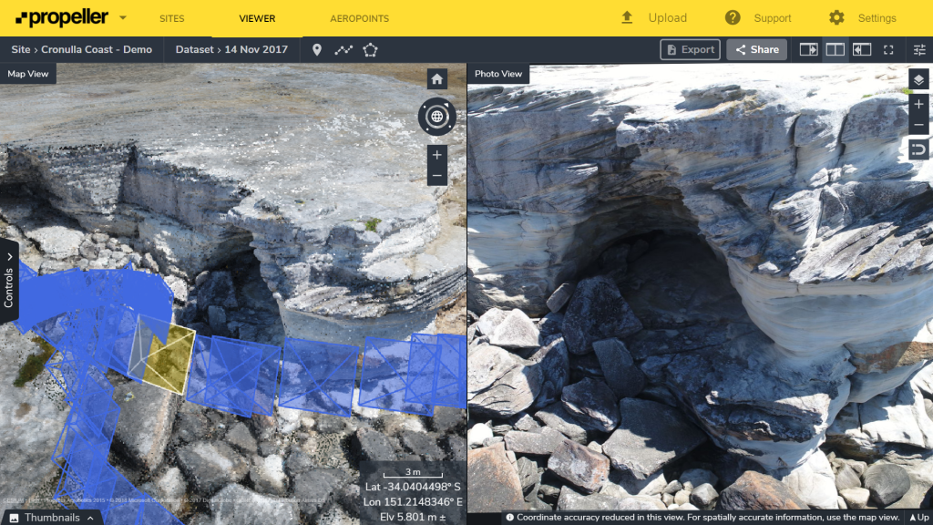 capturing rock faces using oblique drone photos