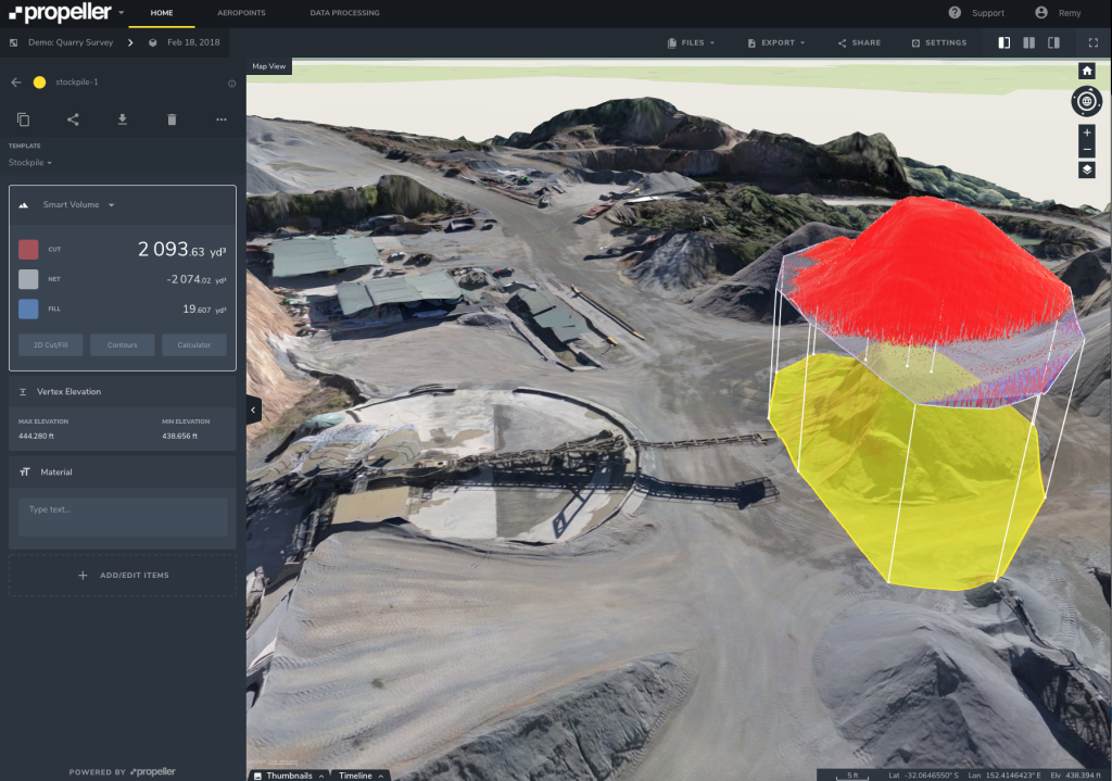 terrain filtering used to remove coveyor belt from drone data