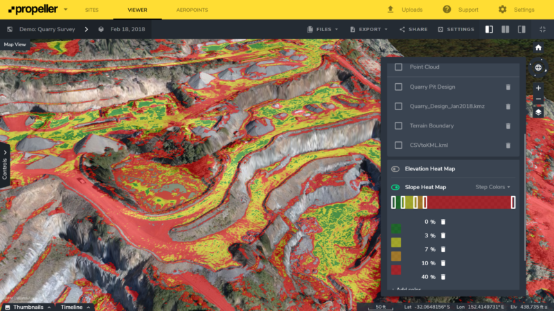 Quarry slope heatmap Portal screenshot