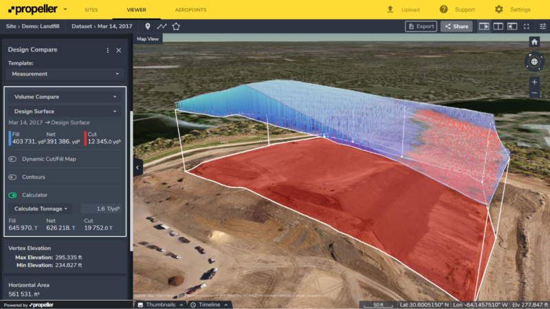 3D visualization of a landfill airspace