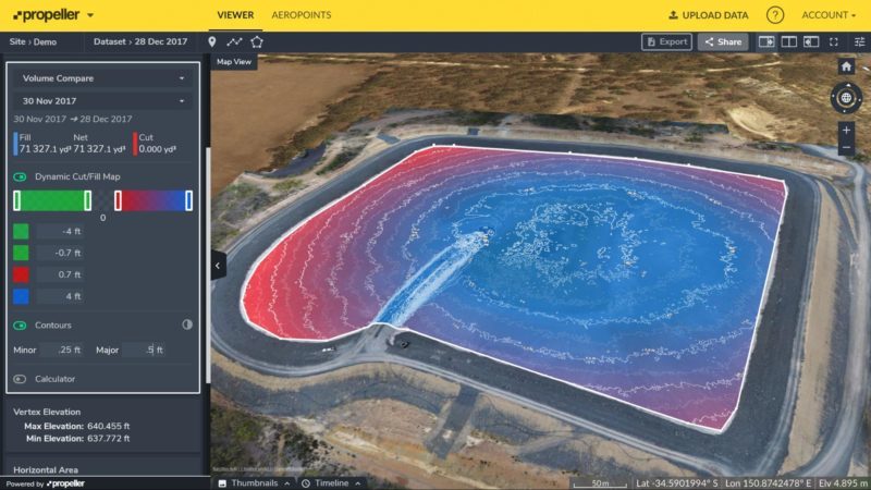 tailings dam measurement using drone data