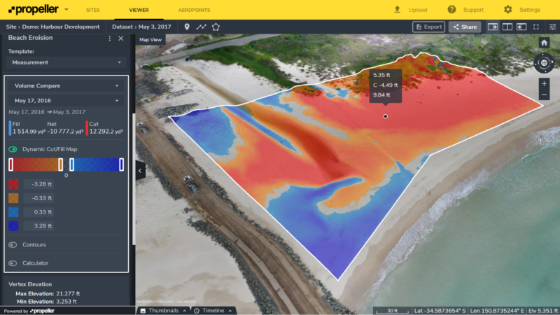 measuring coastline erosion with drone data