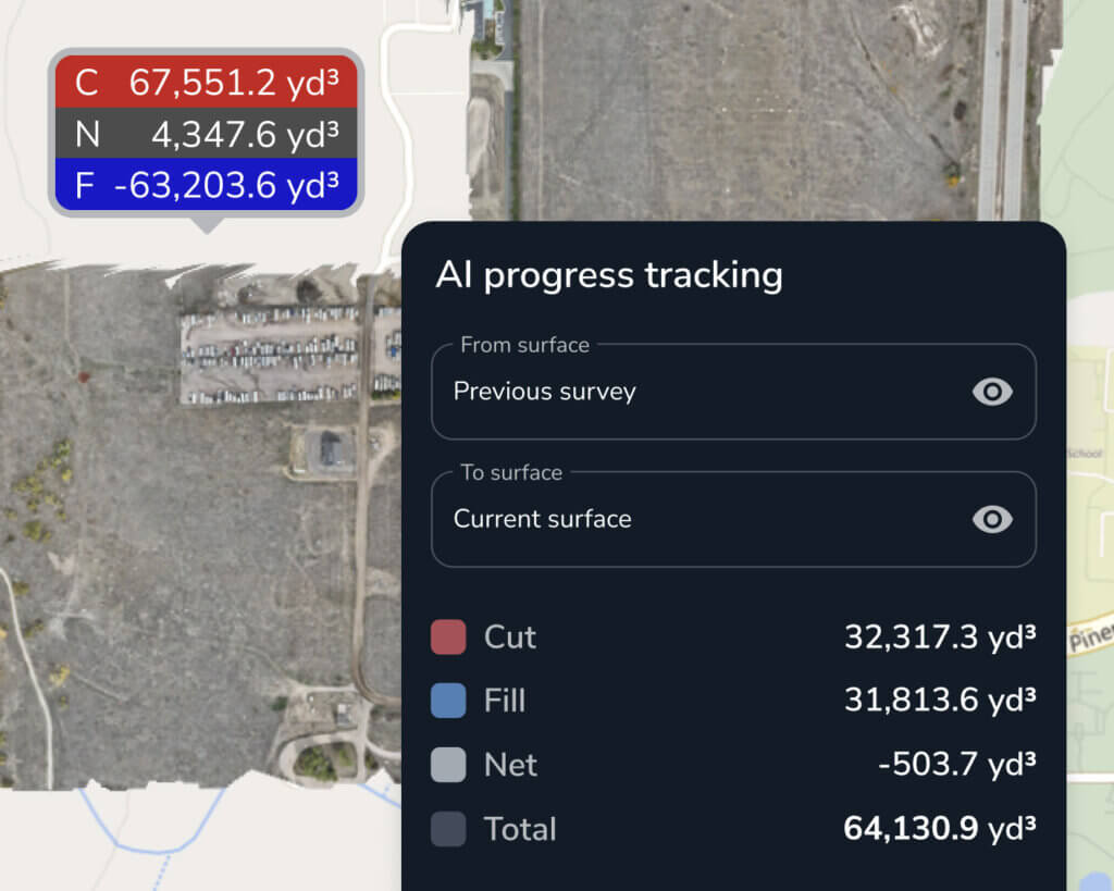 AI Progress tracking cut fill UI, Propeller