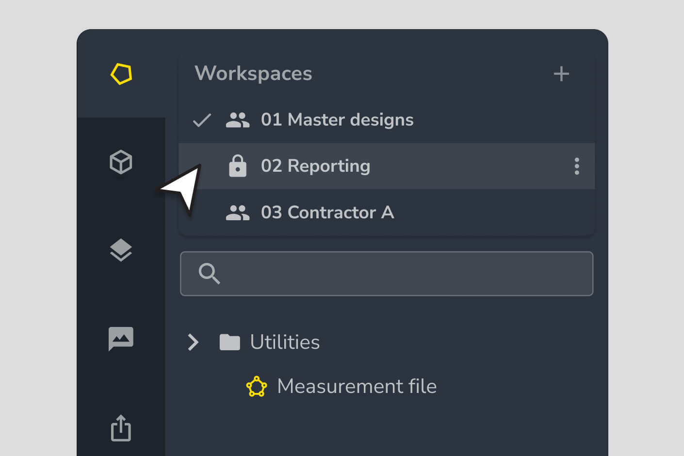 User interface for folder structures in workspaces