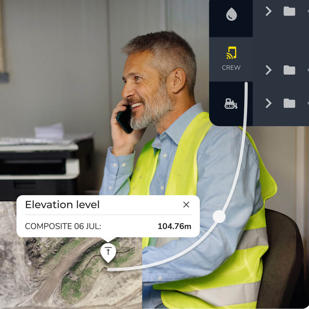 person working at the desk looking at elevation levels