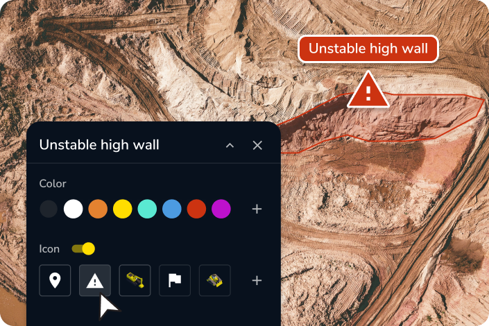 unstable high wall highlighted in Propeller