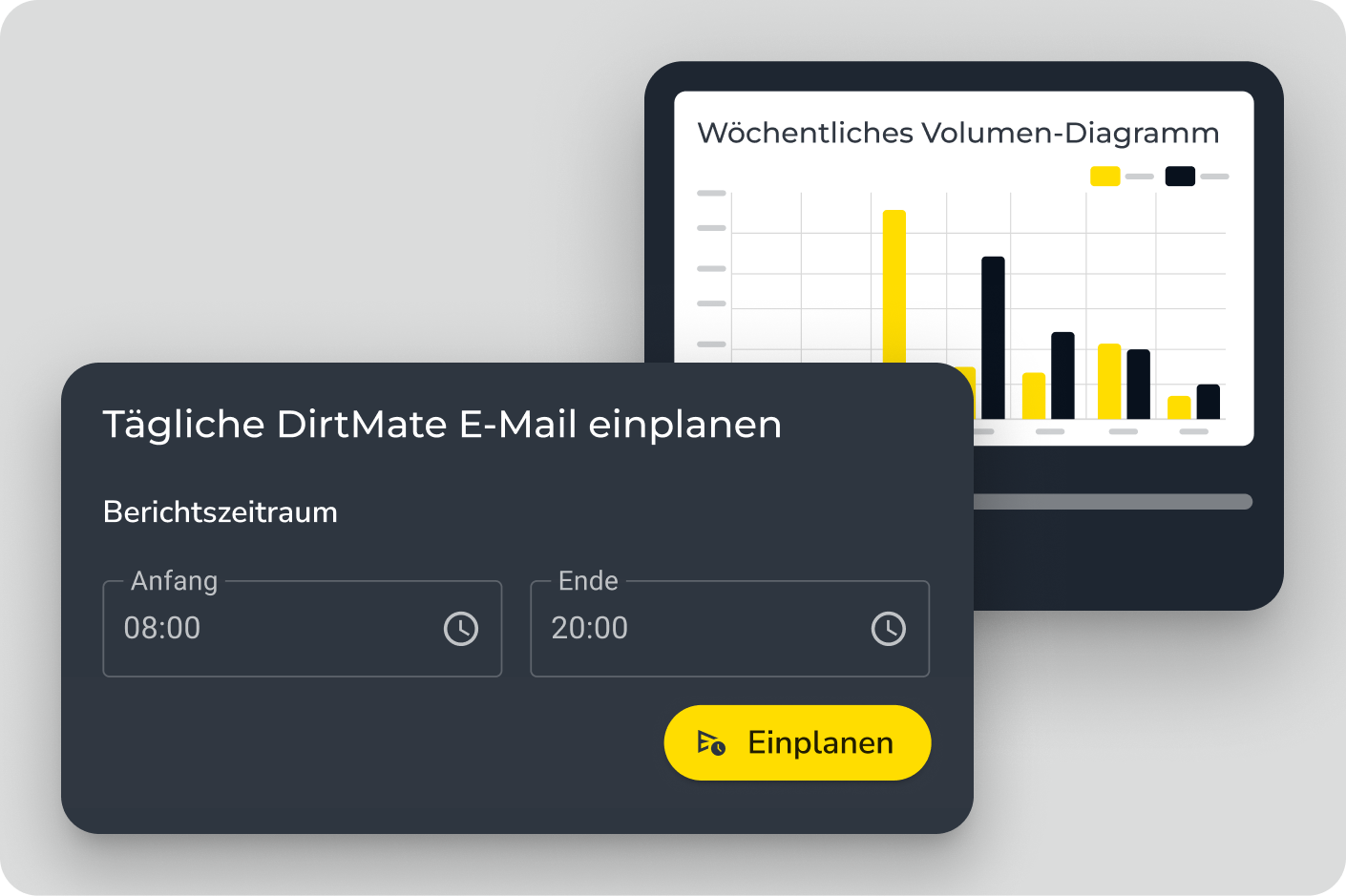 Mockup Propeller "Täglichen DirtMate Bericht einplanen"