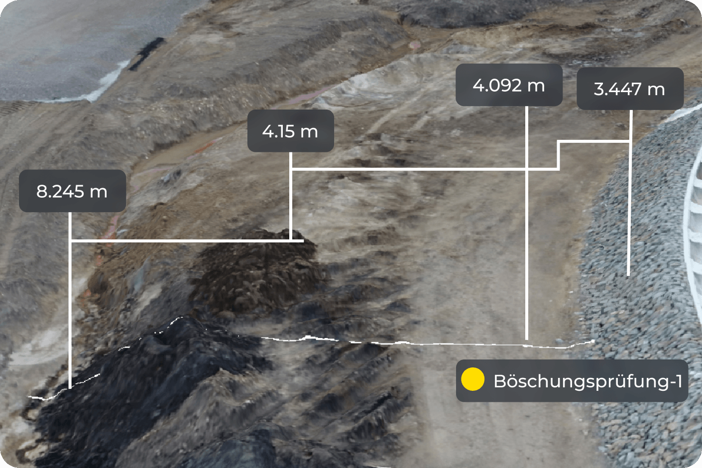 Mockup von Böschungshöhen in Propeller