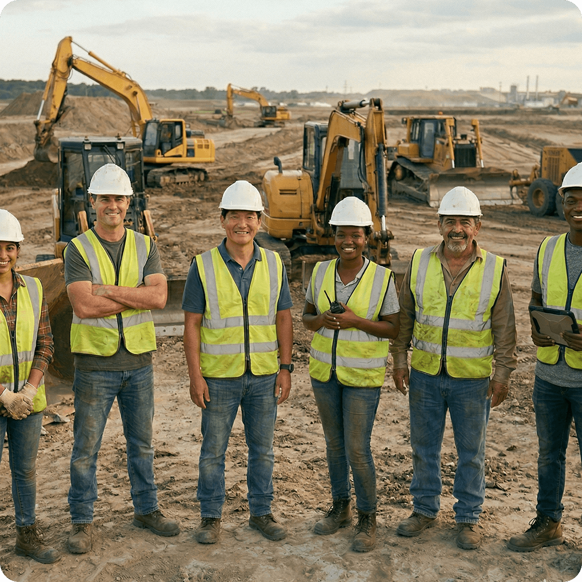 Crew of people on a worksite